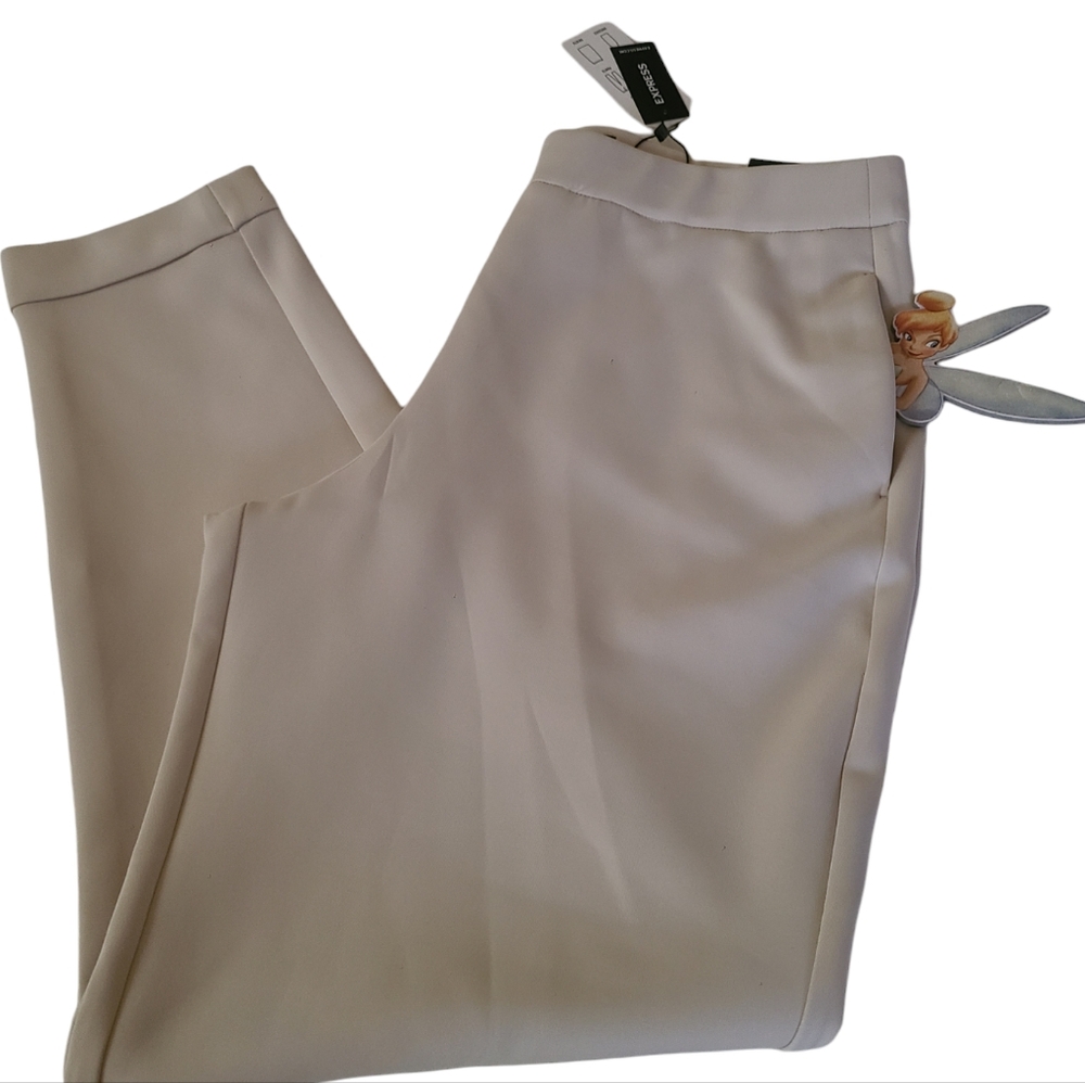 Express Cream Track Pants with Elastic Cuffs